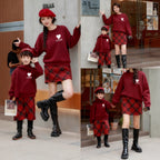 AutumnWinter Fleece-lined Extra-thick Family Matching Sweatshirts