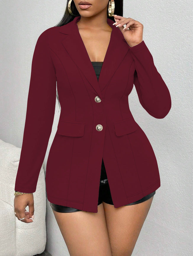Casual Two-button Flap Lapel Blazer