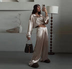 2026 Europe And The United States Cross-border Women's Clothing Spring And Summer New Fashion Trend Loose Sweater Coat Wide Leg Trousers Sports Suit