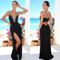 C7781 Cross-border 2026 New Women's Sexy Deep V Rhinestone Evening Dress With Backless Slit And Mermaid Tail For Banquets