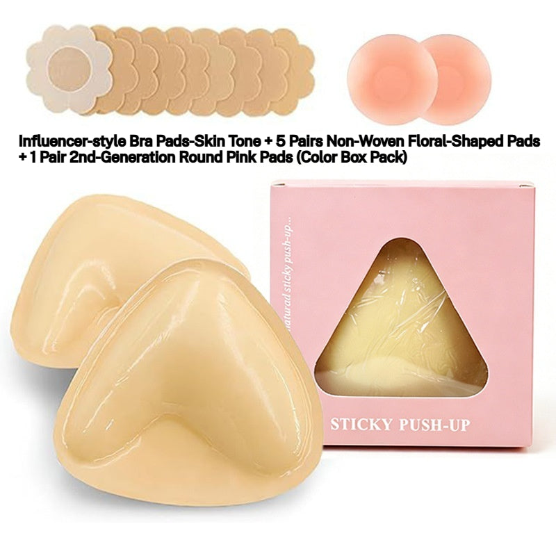 V-Shape Triangle Double-Sided Adhesive Breast Pad - Invisible Push-Up Silicone Bra Insert for Women