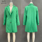 Cross-Border 2026 Autumn And Winter New Retro Casual Style Mid-Length Lapel Coat Women's Woolen Coat