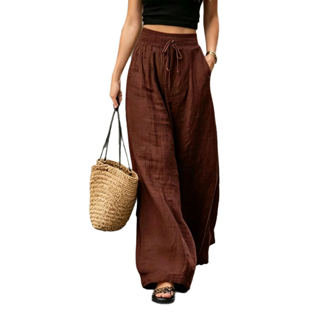 High-waisted Loose-fitting Straight-leg Casual Wide-leg Pants