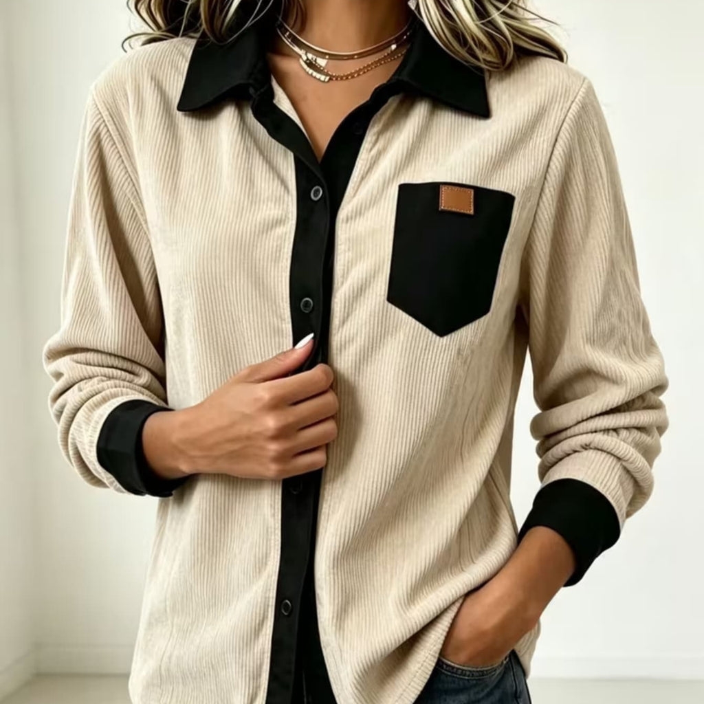 Ribbed Button Long Sleeved Shirt