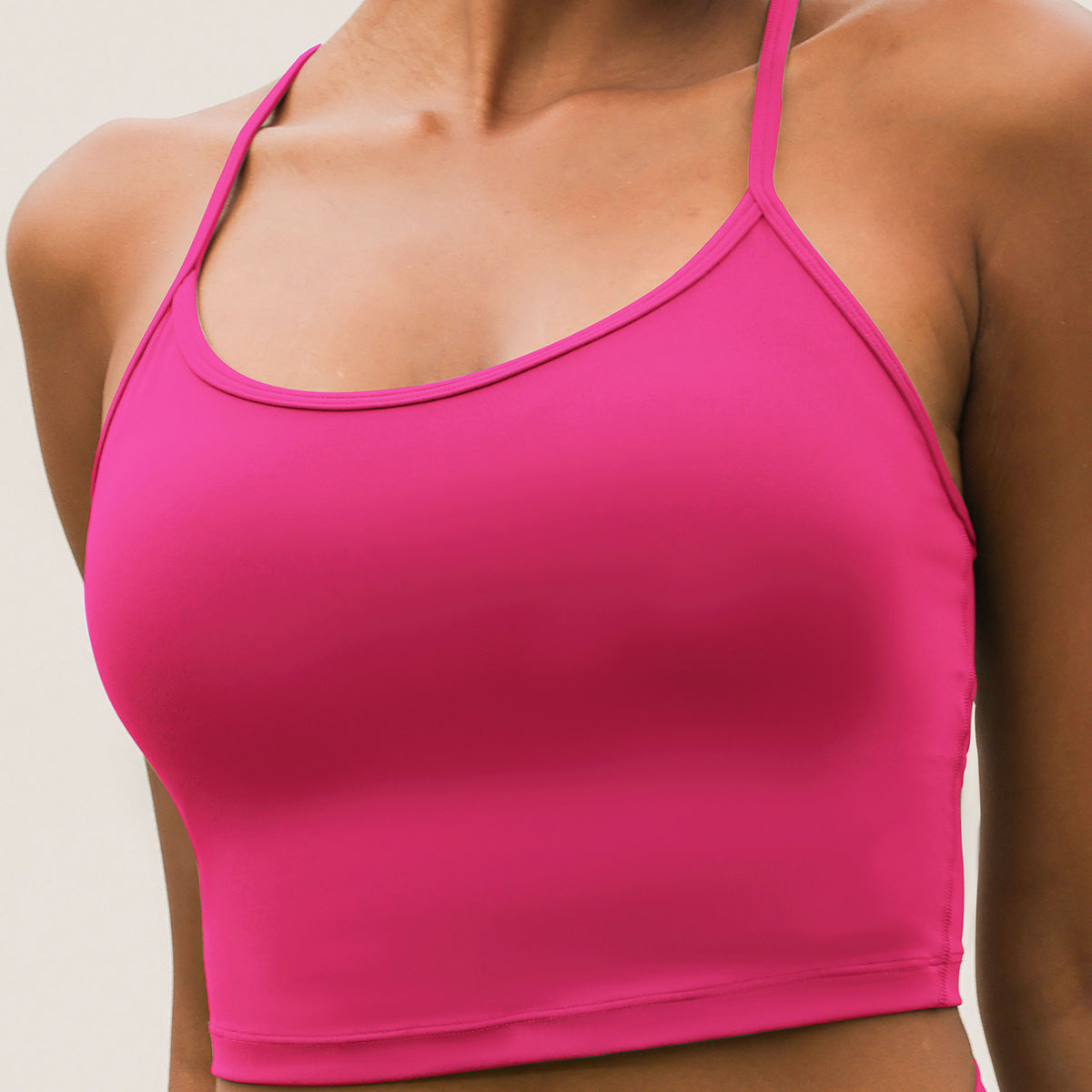 Backless Twisted Strap Yoga Sports Bra With Built-in Padded Cups Shock-Absorbing And Push-Up