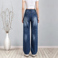 Women's High Waist Dark Wash Flared Jeans, Classic Stretch Denim Bootcut Trousers