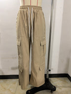 2026 Spring Summer New Style European Cotton Linen Casual Multi Pocket Stylish Work Pants Trendy Multi Pocket Women's Long Pants Women