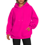 Women's Solid-color Loose-fit Drop-shoulder Hooded Sweatshirt