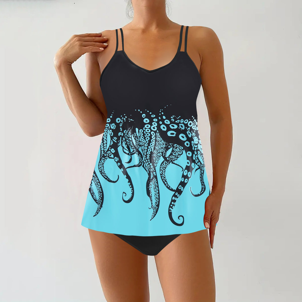 Plus-size Printed Boxer-style Retro Strap Swimwear For Export