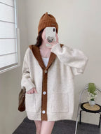 Women 2026 Fall Winter New,Hooded Knit Cardigan,Mid-Length With Pockets,Loose Lazy-Style Versatile Sweater Coat