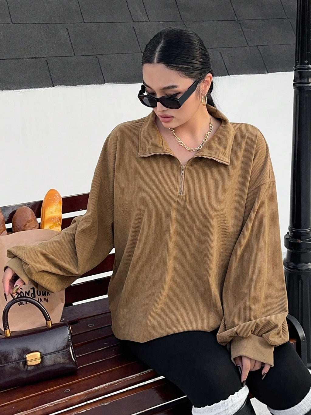 Women's Casual Corduroy Hoodie With Leopard Print Pattern