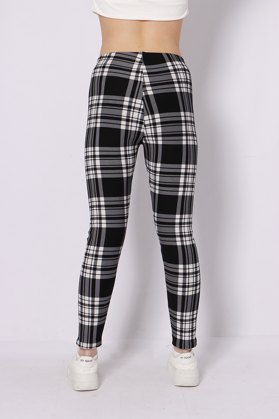 Women Plaid Leggings, High Waisted Stretch Plaid Print Pants, Soft Casual Skinny Trousers For Daily Wear