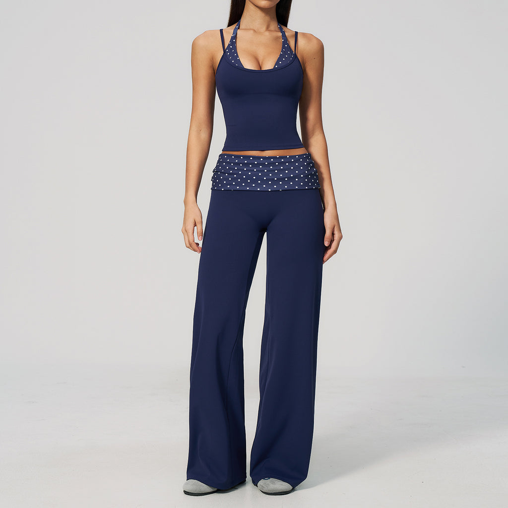Cross-border Brushed Fitness Suit, Fashionable Polka Dot Faux Two-piece, Hip-lifting, High-waisted, Quick-dry Running Sports Yoga Wear 4549