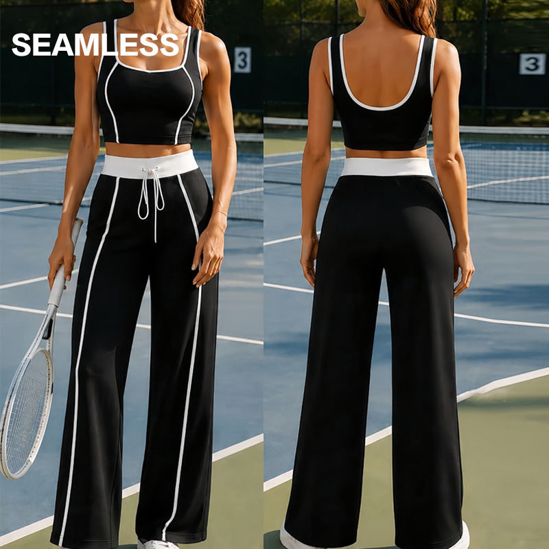 New Cross-border Yoga Outfit For Women, Color-blocked Sports Bra, High-waisted Butt-lifting Pants, Pilates Fitness Outfit