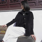 Double-sided Plush Solid-colored Coat With Button Fastening And Loose Fit