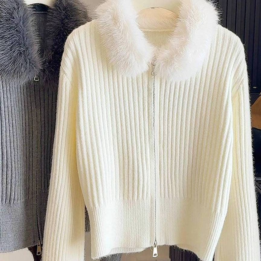 Elegant Relaxed-fit Figure-flattering Long-sleeve Knit Cardigan