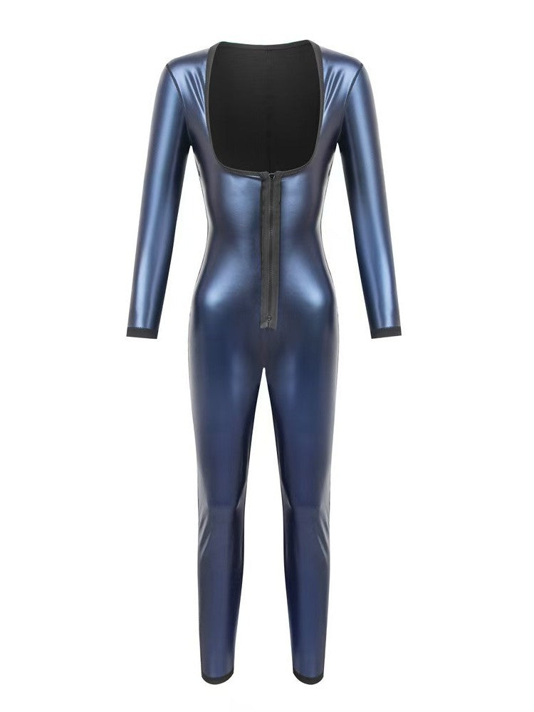 Plus Size Women Sauna Suit Slimming Full Body Compression Workout Jumpsuit Long Sleeve Waist Trainer For Belly Fat Heat Trapping Fabric For Gym Running