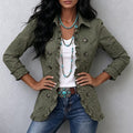 Sage Embroidered Ruffle-Trim Jacket