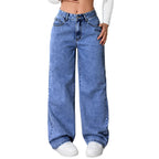 Draped Floor-length Black Straight-leg Jeans