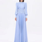 Beaded Long Sleeve Maxi Evening Gown