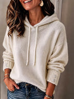Women's Hooded Drawstring Sweatshirt Loose-fit Sweater