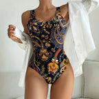 Womens 3D Digital-print Gradient-strapped Swimsuit
