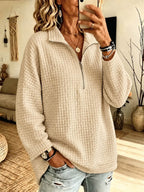 Waffle Zipper Long Sleeved Shirt
