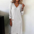European And American Cross-Border New Spring & Fall Women's V Neck Long Dress Slim Hip Skirt Women's Dress
