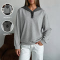Women's Relaxed-fit Loose-fitting Patchwork Color-block Hooded Sweatshirt