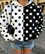 Women Heart Star Print Oversized Hoodie, Long Sleeve Casual Pullover Sweatshirt