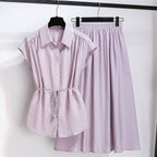 Tencel Sleeveless Blouse Paired With A Skirt