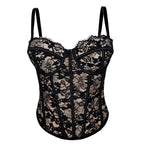 New Cross-border European And American Spice Girls Black Lace Inner Strap High-end Outer Wear Body Shaping Push-up Fishbone Bra