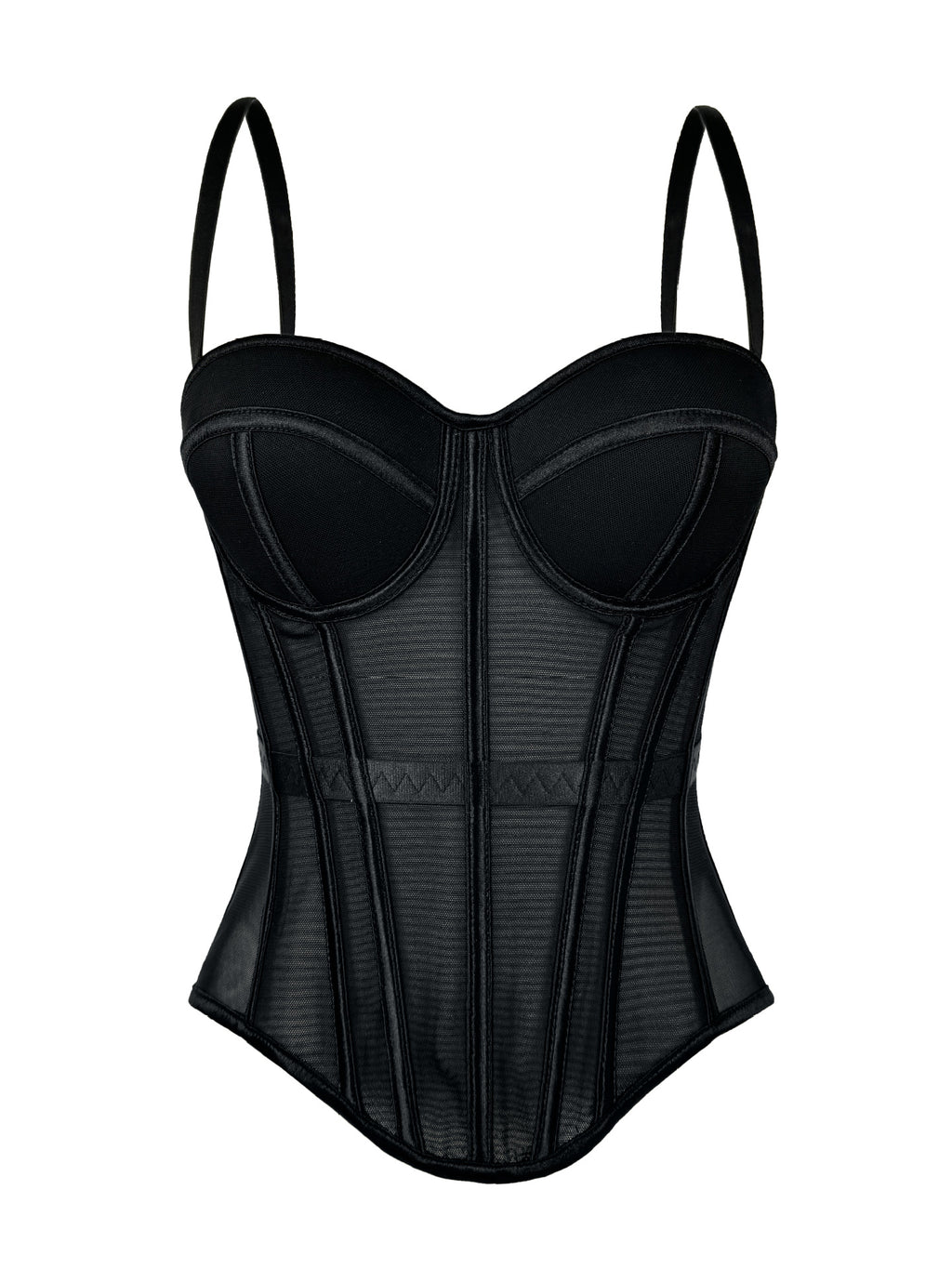 European And American Pure Color Fashionable Fishbone Bra, Waist Slimming Look Mesh Camisole With Breast Pads, Fishbone Top For Outer Wear