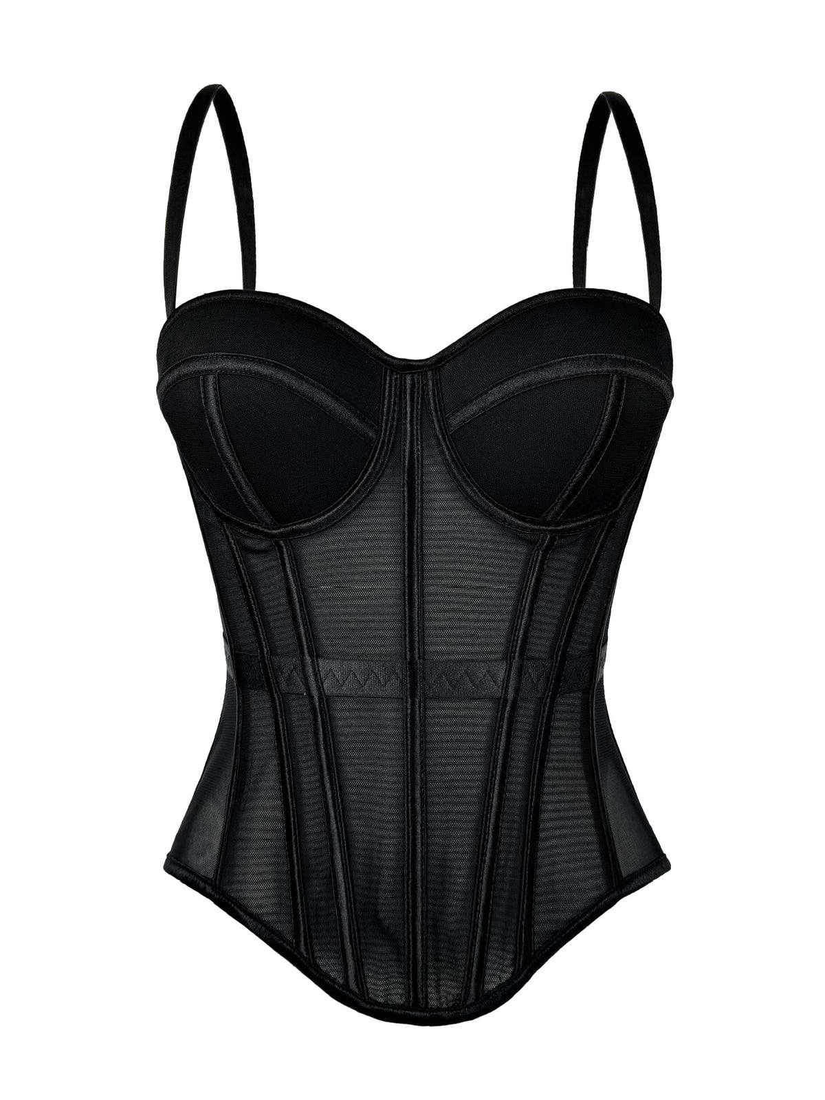 European And American Pure Color Fashionable Fishbone Bra, Waist Slimming Look Mesh Camisole With Breast Pads, Fishbone Top For Outer Wear