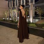 Chiffon Pleated Backless Evening Dress