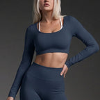 European And American Cross-border Seamless Outdoor Sports Bra Short Backless Long-sleeved Trousers Quick-drying Fitness Wear Yoga Suit