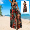 Sunset Bloom Halter Maxi Dress
