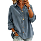 Retro Lapel Long-sleeved Corduroy Casual Loose-fit Thick Women's Garment