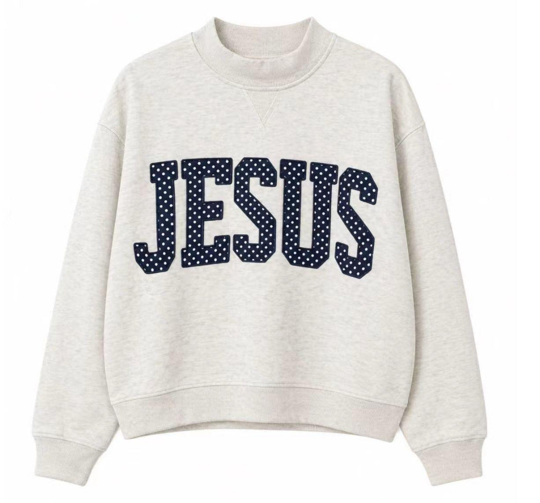 Women's Embroidered Letter Crewneck Long-sleeve Sweatshirt