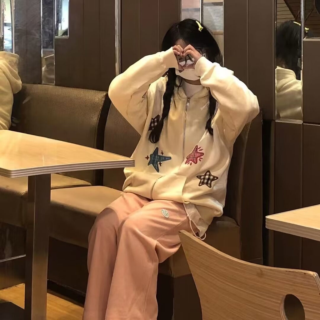 Womens American-Style Retro Sweatshirt Jacket
