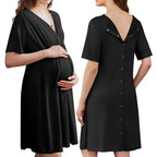 Breathable V-neck Maternity Nursing Modal Dress