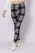 Women Plaid Leggings, High Waisted Stretch Plaid Print Pants, Soft Casual Skinny Trousers For Daily Wear