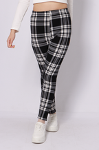 Women Plaid Leggings, High Waisted Stretch Plaid Print Pants, Soft Casual Skinny Trousers For Daily Wear
