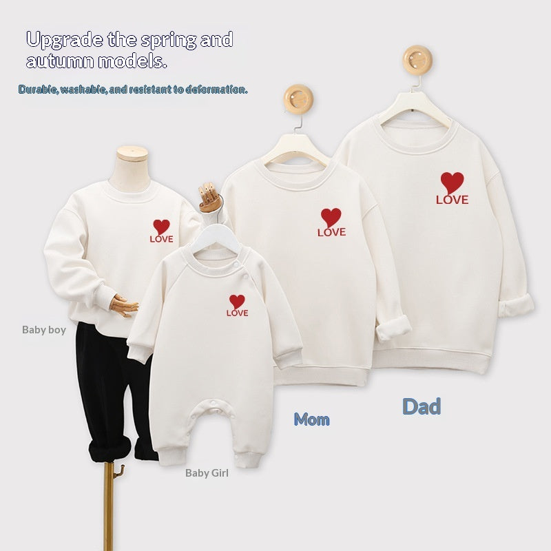 AutumnWinter Fleece-lined Extra-thick Family Matching Sweatshirts