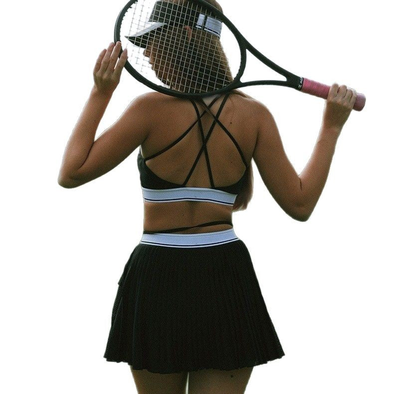 Womens Deep V-Neck Contrasting-Color Back-Cheerful Strap Bra