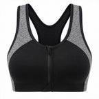 Front Zip Supportive Sports Bra - Anti-Cup Migration Design for Women High Impact Workout Fitness Top