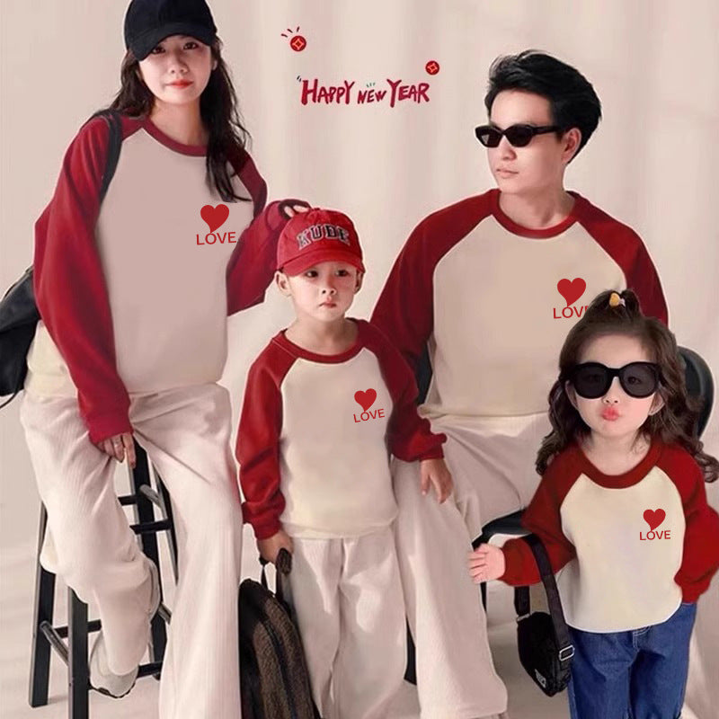 AutumnWinter Fleece-lined Extra-thick Family Matching Sweatshirts