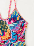 Womens Sexy Backless Strap One-piece Swimsuit