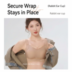 8649Seamless Rabbit-Ear Lifting Bra M-3XL Fixed Inner Cups 3D Lift Cup V-Neck Lace 4-Row Hooks