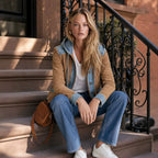 Casual Denim Patchwork Jacket With Hood For Women